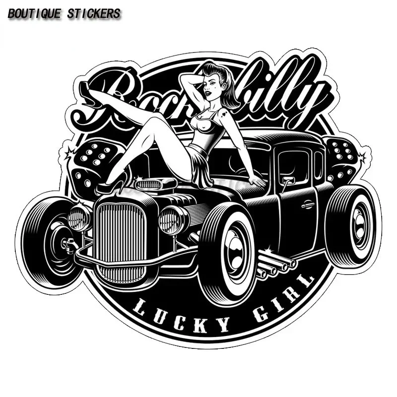 

Pin Up Girl Style Lucky Vintage Car Hot Rod Retro Motorcycle Stickers Accessories Supplies Custom Surfboard Camper Laptop Decals