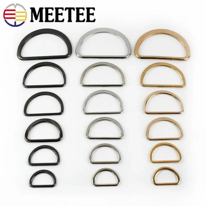 10Pcs Meetee 10-75mm D Rings Metal Alloy Semi-circle Type Bags Buckle Handbags Connector Clasp for Bag Garment Accessories