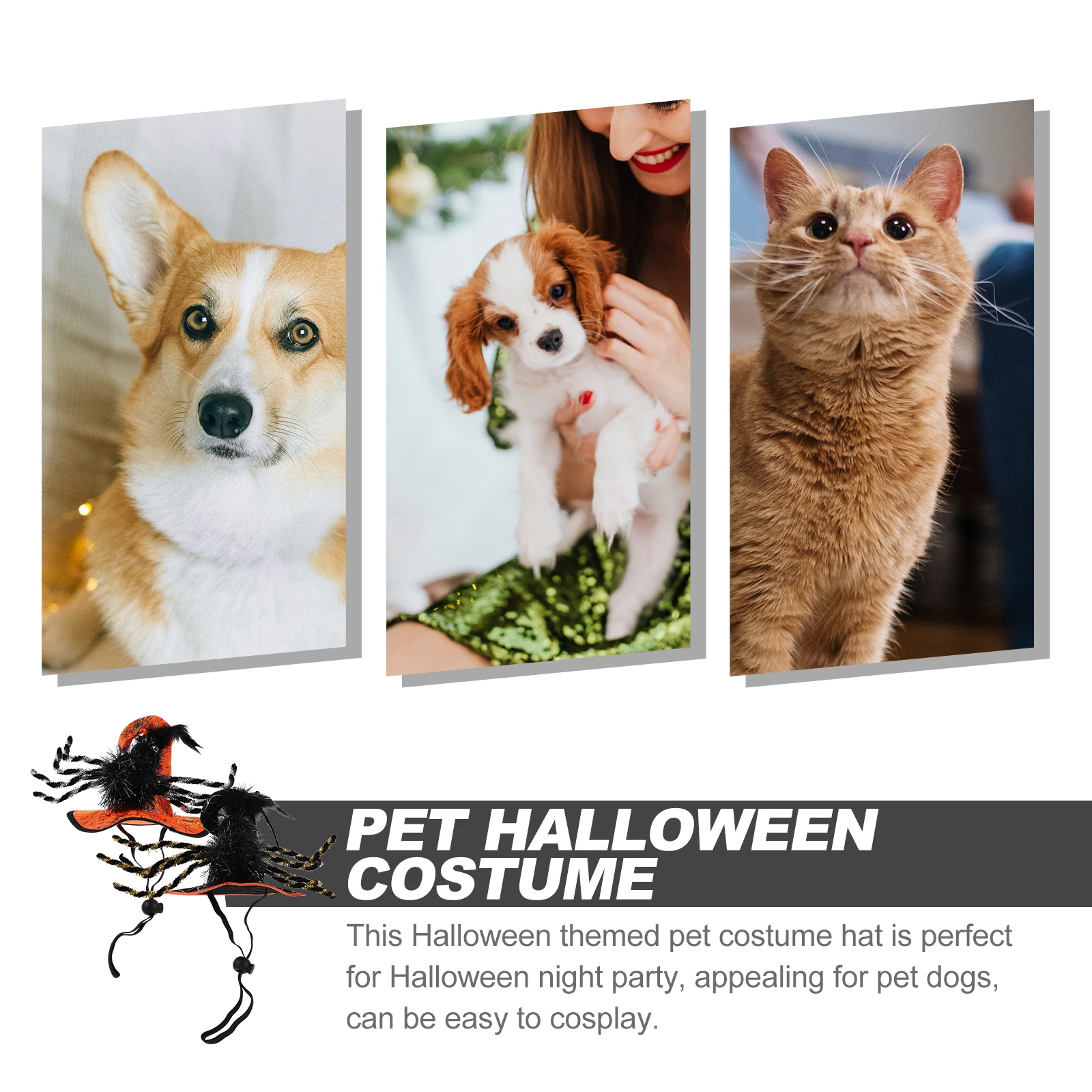 

2pcs Halloween Pet Hats Felt Cloth Dog Cat Bridegroom Costumes Black ange Spider Headdress Festive Party Accessories