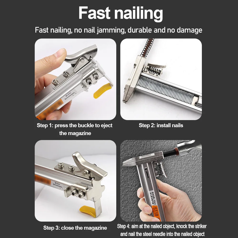 Aluminum Alloy Body Manual Nailer, Tungsten Steel Material, Saves Effort and Time, Solve Hard Nailing Problems, Rustproof