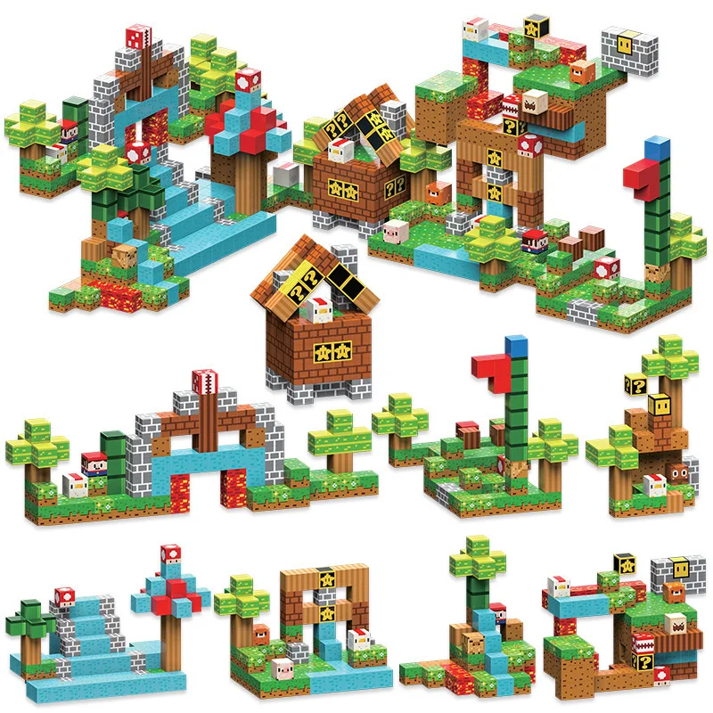 Blok magnetyczny dla dzieci DIY Mini World My Mary Block World klocki magnetyczne puzzle zabawka dla dzieci w wieku 3-6 lat