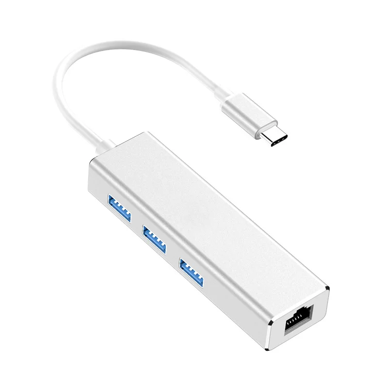 

4in1 Type C USB 3.0 RJ45 Ethernet Adapter 100Mbps Type C Hub 3.0 Lan USBC Free Drive With 3 USB3.0 Hub