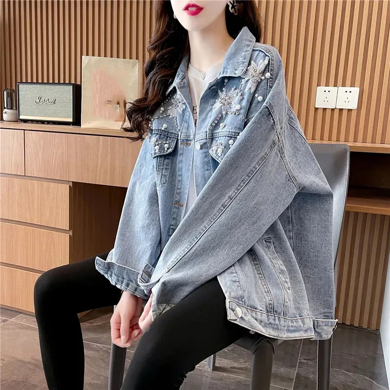 ربيع الخريف الإناث الترفيه طويلة الأكمام الجينز overwear الكورية المرأة موضة كاوبوي معطف تصميم تحسس السيدات الدنيم القمم سترة #3