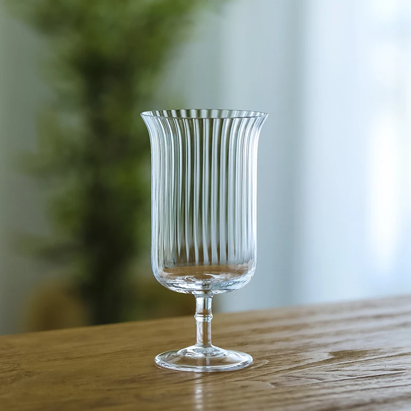 INF06 CRISON Striped crystal glass cup/Long drink cocktail glass/HIGHBALL GLASS/mixologist 345ml