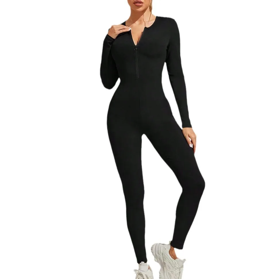 SKinny Women Long Jumpsuits 2024 Sexy Female Sport Fitness Romper Summer Long Sleeve Playsuits Yoga Full Body Gym Rumper