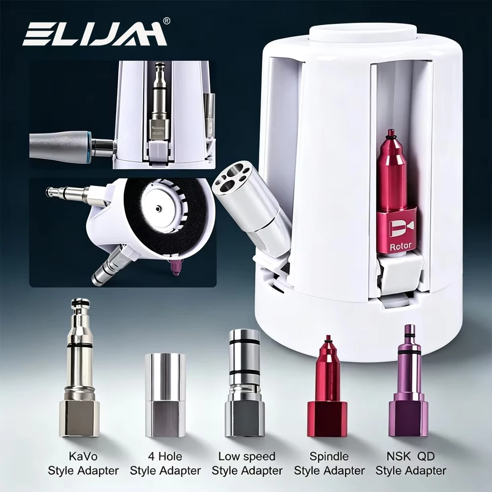 ELIJAH Portable Dental Handpiece Cleaning Lubrication System Oil Spray with 5 Style Connector Dentistry Maintenance Tool