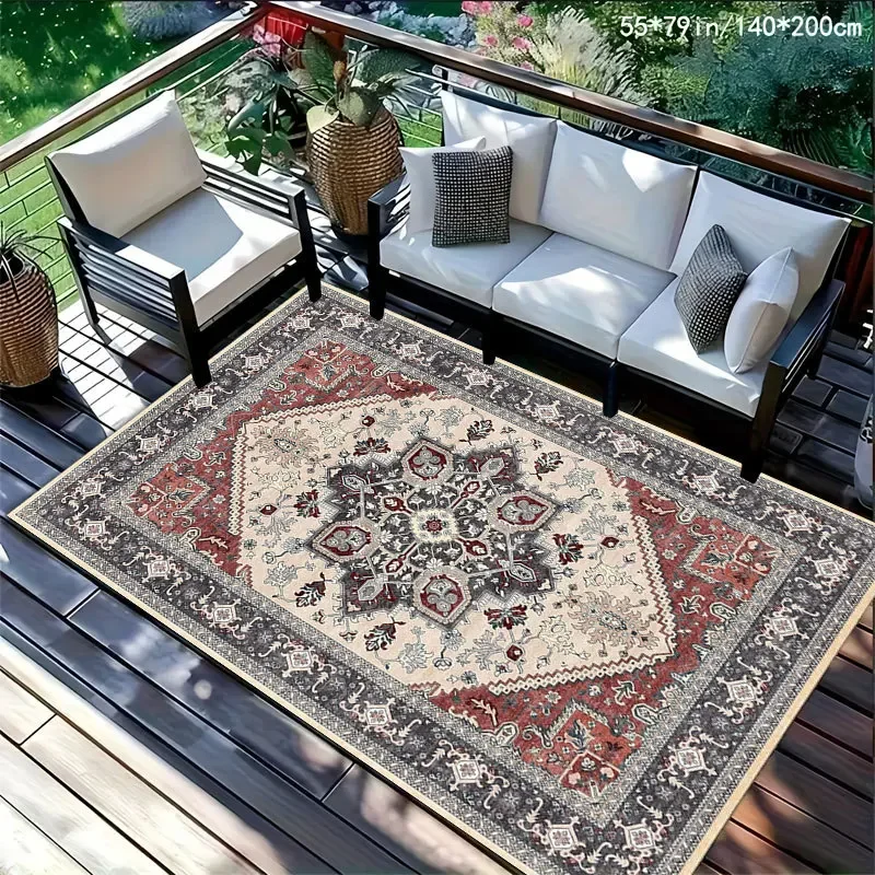 سجادة بوهيمية عتيقة من VIKAMA، سجادة أرضية لديكور المنزل الداخلي والخارجي، مقاومة للانزلاق والأوساخ، لغرفة المعيشة وغرفة النوم #3