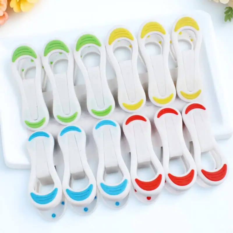 12 Stück rutschfeste Kunststoffklammern, winddichte Kleidung, Wäscheklammern für Socken, Handtücher, Steppdecke, hängende Wäscheklammern, rutschfest