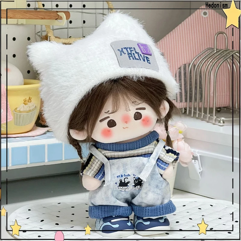 

Подходит для одежды для хлопковых кукол 20 см: сине-белый повседневный комплект, милые комбинезоны, розовые платья и шапочки клоуна, аксессуары для кукол, подарок.