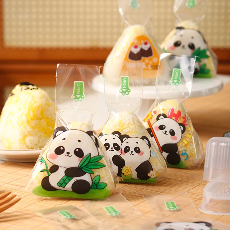 50Pcs Lovely Panda Cartoon Japenese Triangle Rice Ball Packaging Bag Nori Onigiri Sushi Bag Sushi Making Mold Bento Accessories