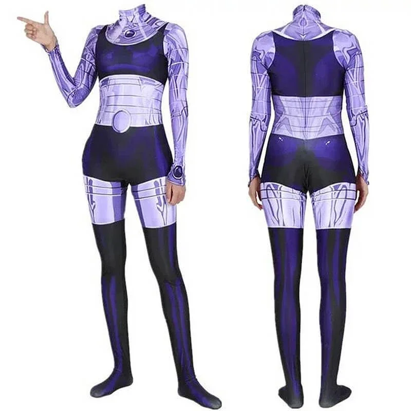 Halloween Woman Girls YJ Blackfire Superhero Cosplay Costume Lady Starfire Bodysuit Zentai Suit Adult Kids Jumpsuit