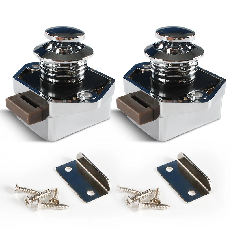 RV Motorhome Caravan Boat Yacht Cut-out Size 20mm Chrome  2pc /box Furniture Push Lock