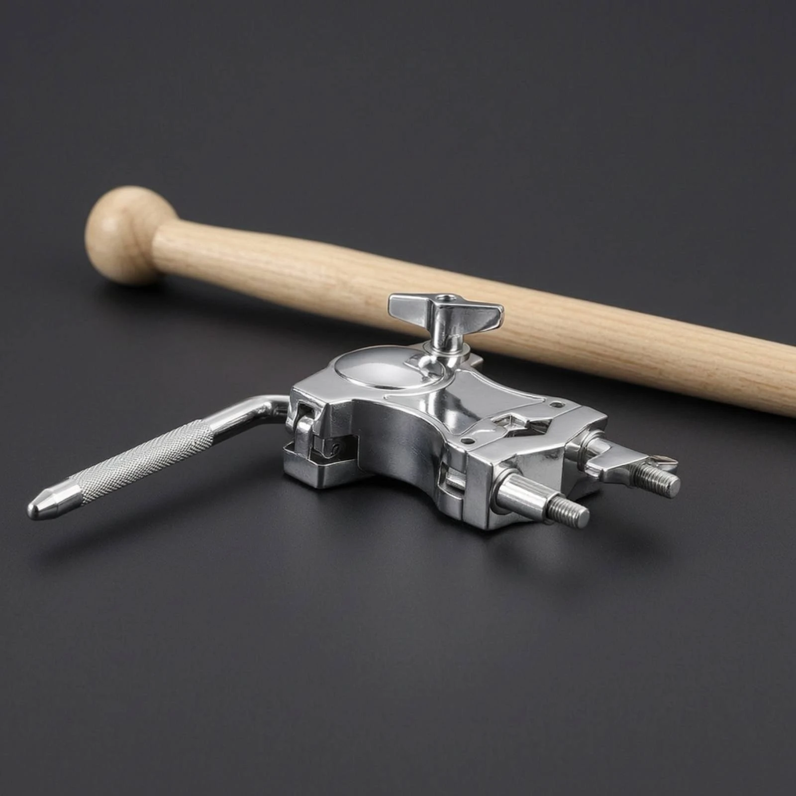 Drum Clamp with L-Rod Knurled Drum Mounting Clamp Mount Secure Hardware Heavy-Duty for Drummers, Stage Performances