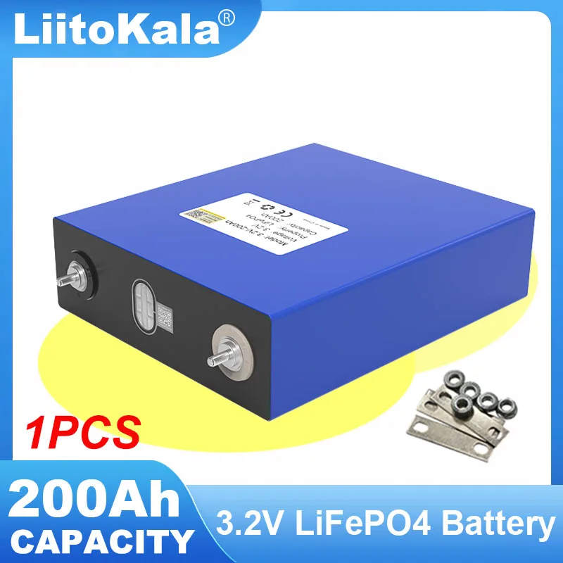 1pcs LiitoKala 3.2V 200Ah LiFePO4 Battery Lithium iron phosphate batteries For Inverter Campers Golf Cart Off-Road Solar Wind