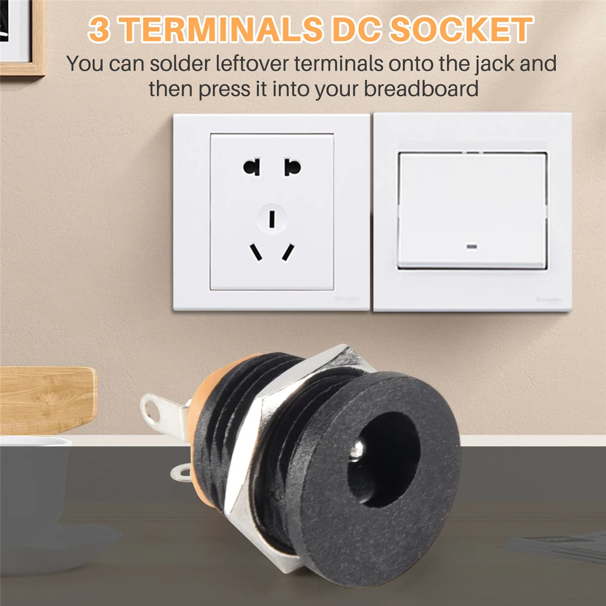 10 Pcs 3-terminal Soldering 2.1mm x 5.5mm Female Power Jack DC Socket