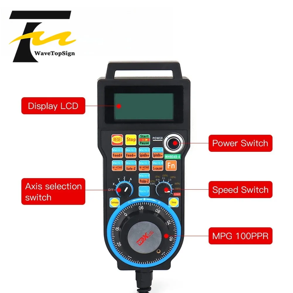XHC LHB04B 6axis Mach3 Wired MPG Pendant Handwheel CNC Controller For CNC Route Engraving Machine