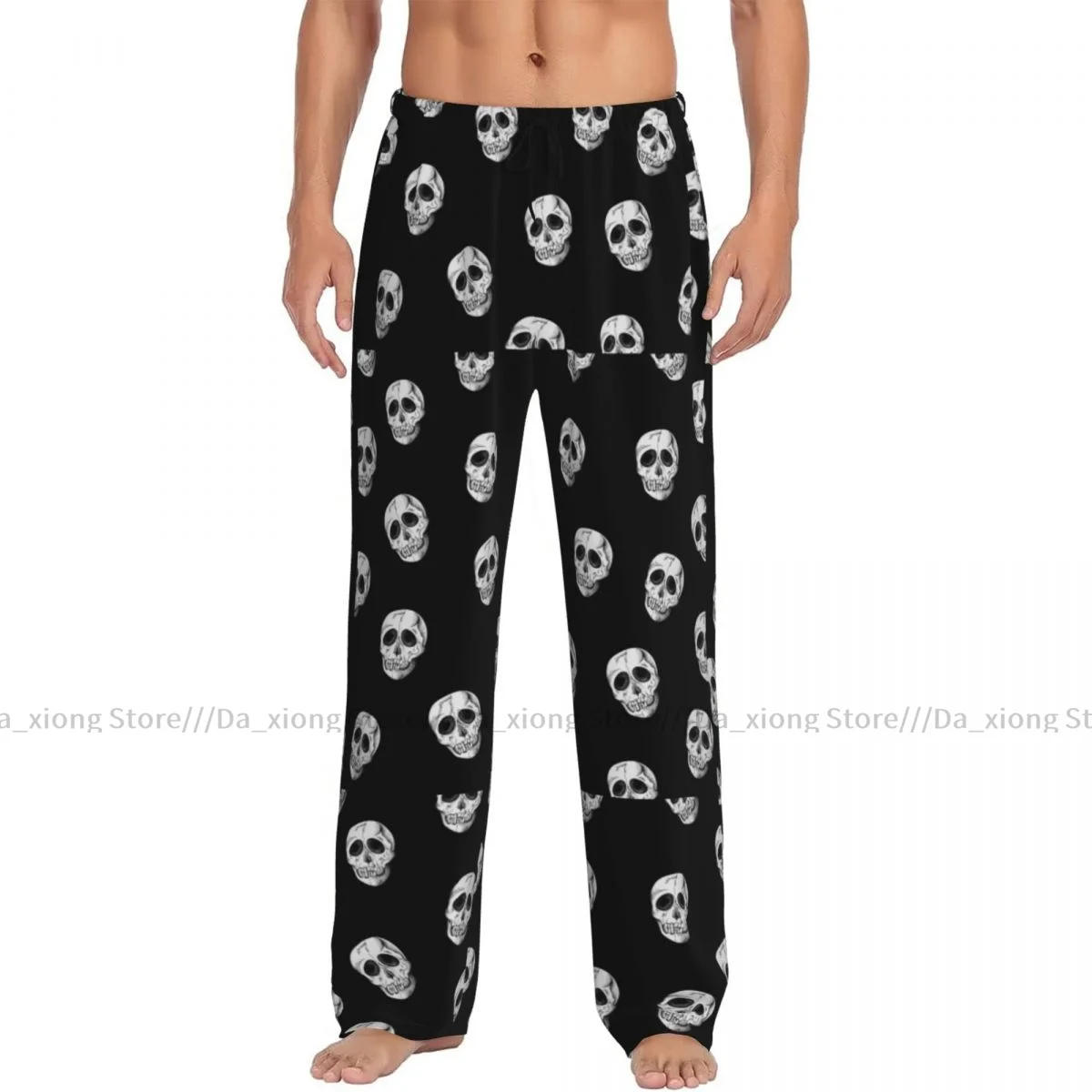 Men\'s Sleepwear Loose Sleep Pants Pajamas Vintage Skull Long Lounge Bottoms Casual Homewear