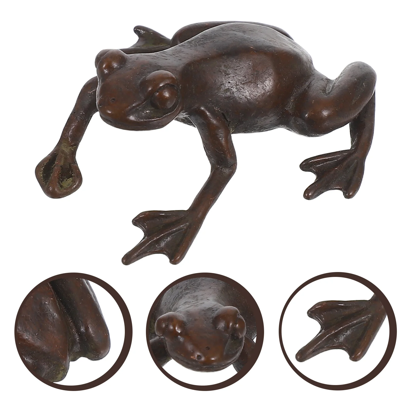

1pc Retro Copper Statue Frog Desktop Sculpture Ornament Vintage Decor Sculpture Gift For Tea Lovers Home Accessories