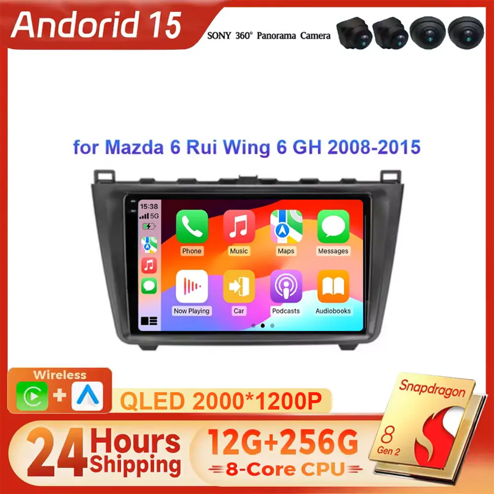 

Автомобильный радиоприемник Android 15 для Mazda 6 II GH 2007-2012, беспроводной GPS Carplay, автомультимедийный видеоплеер, навигация, стерео 2Din Autora