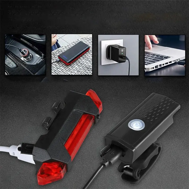 ZK30 Bike Bicycle Light USB LED Rechargeable Mountain Cycle Front Back Headlight Lamp Flashlight Cycling Safety Warning Light