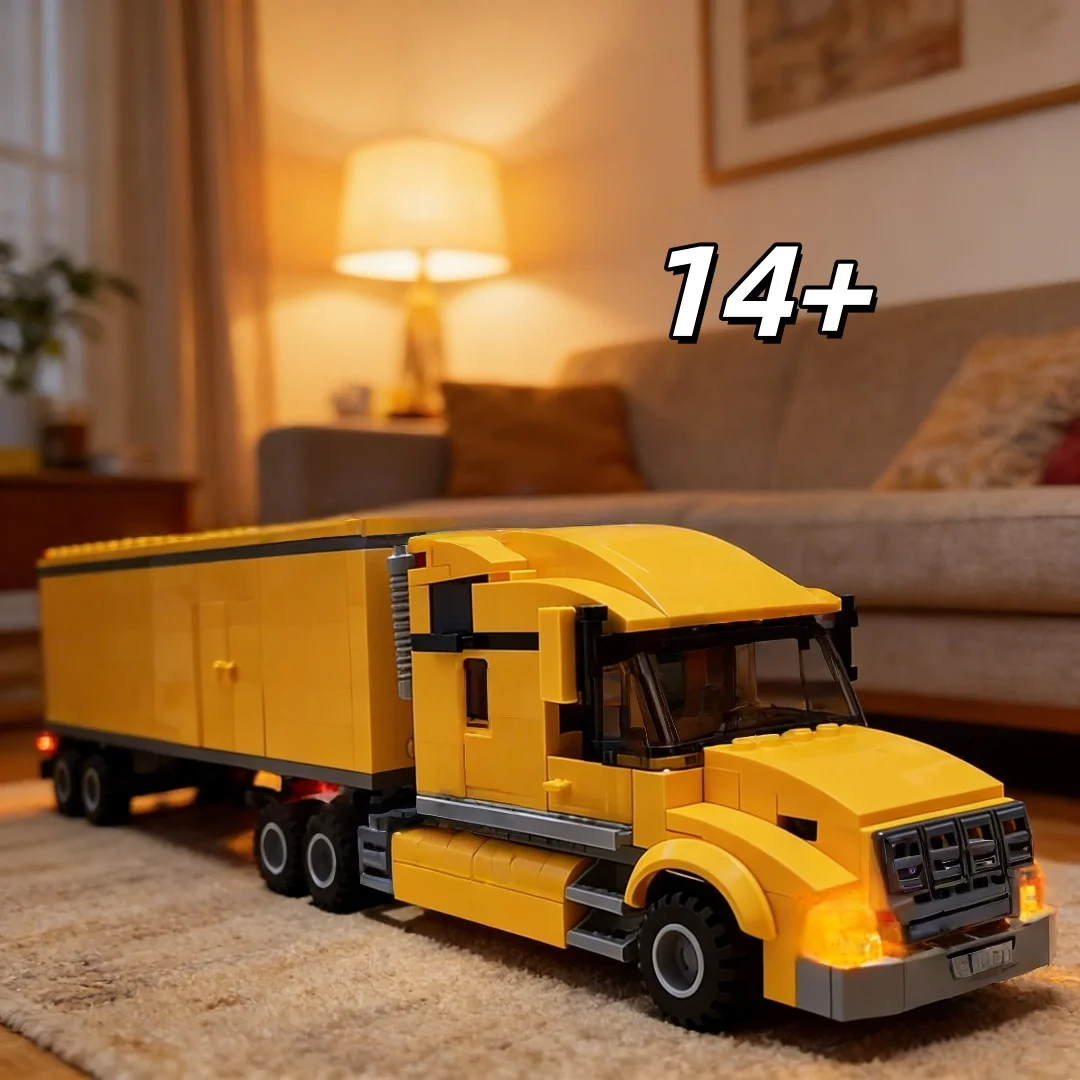 

Новый желтый конструктор-грузовик, модель для сборки, развивающие игрушки для детей, подарки на праздники