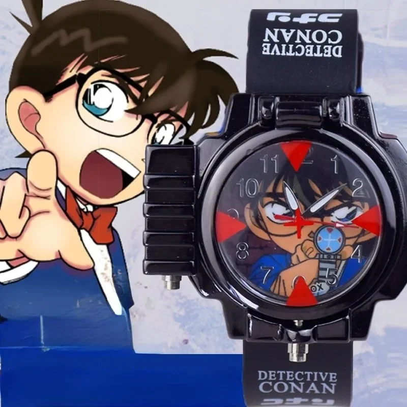 New Bandai Detective Conan Animation Cartoon Student Laser Watch Creative Personality Cool Electronic Watch Children\'s Toy Gift