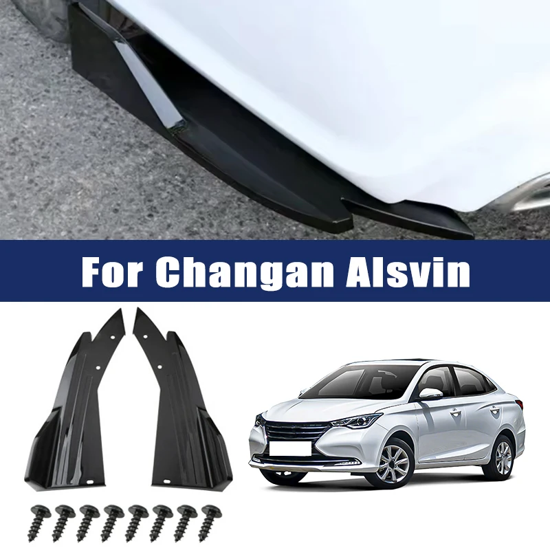 2pcs Car Rear Bumper Spoiler Lip Carbon Fiber Wing Trim Anti-crash Diffuser Side Skirt Wrap Angle Splitter For Changan Alsvin