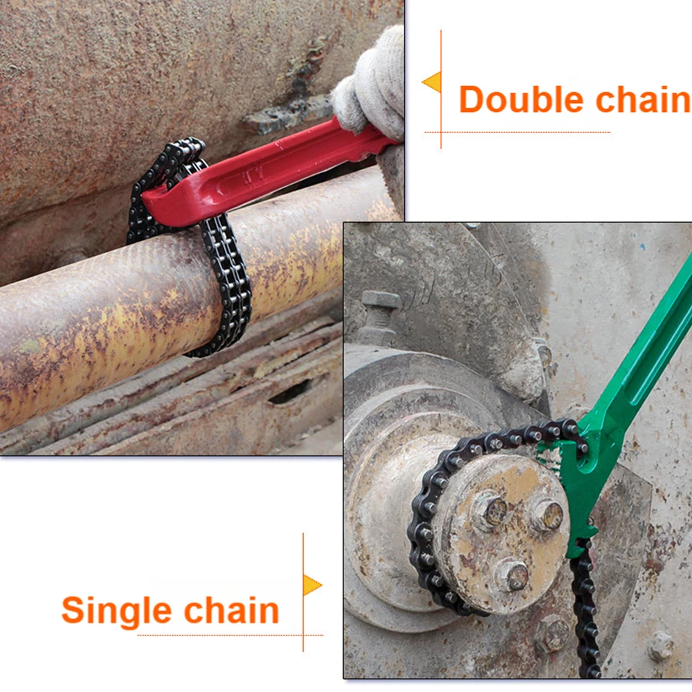 Catraca Universal de Aço de Alto Carbono Chave de Corrente para Filtros de Óleo Corrente Dupla Chave Chave de Caixa do Motor Ferramentas de Remoção de Mão 190 mm