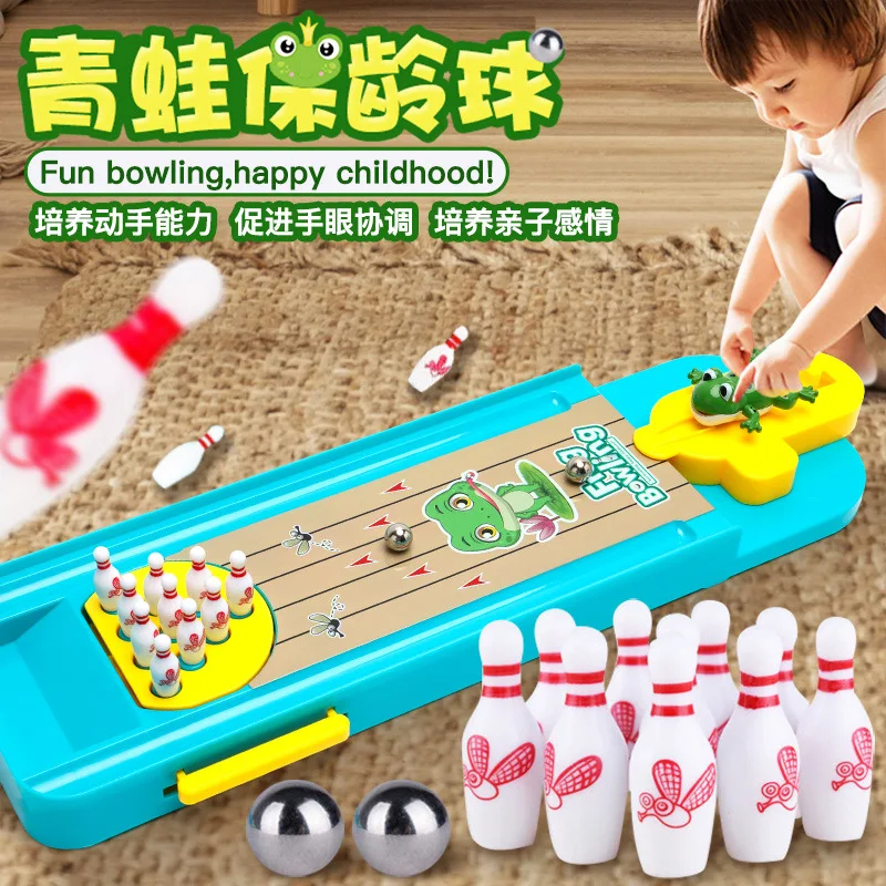 Rana Bowling Puzzle Run Mini Macchina da gioco Divertente Palline di espulsione Gioco Desktop Party Baby Boy Girl festival compleanno Regalo per bambini Giocattolo