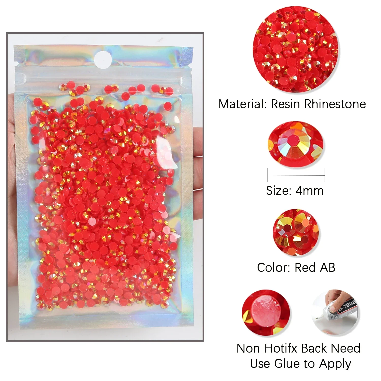 3MM 4MM 5MM Flat Back Resin Rhinestone Non HotFix Jelly AB Rhinestones stone Craft DIY Beads Bling Kit Candy Cabs Stone