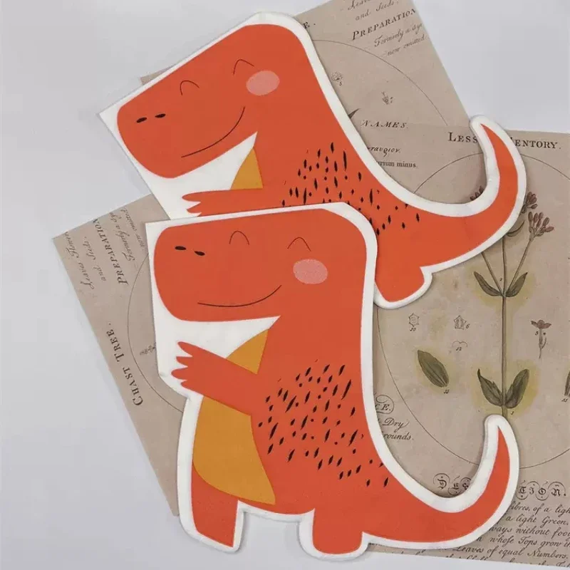 20 pz/pacco 2-Ply Bambini Cartoon Dinosauro Modello A Forma di Tovagliolo di Carta Festa di Compleanno Tovagliolo Colorato Farfalla Bart Carta