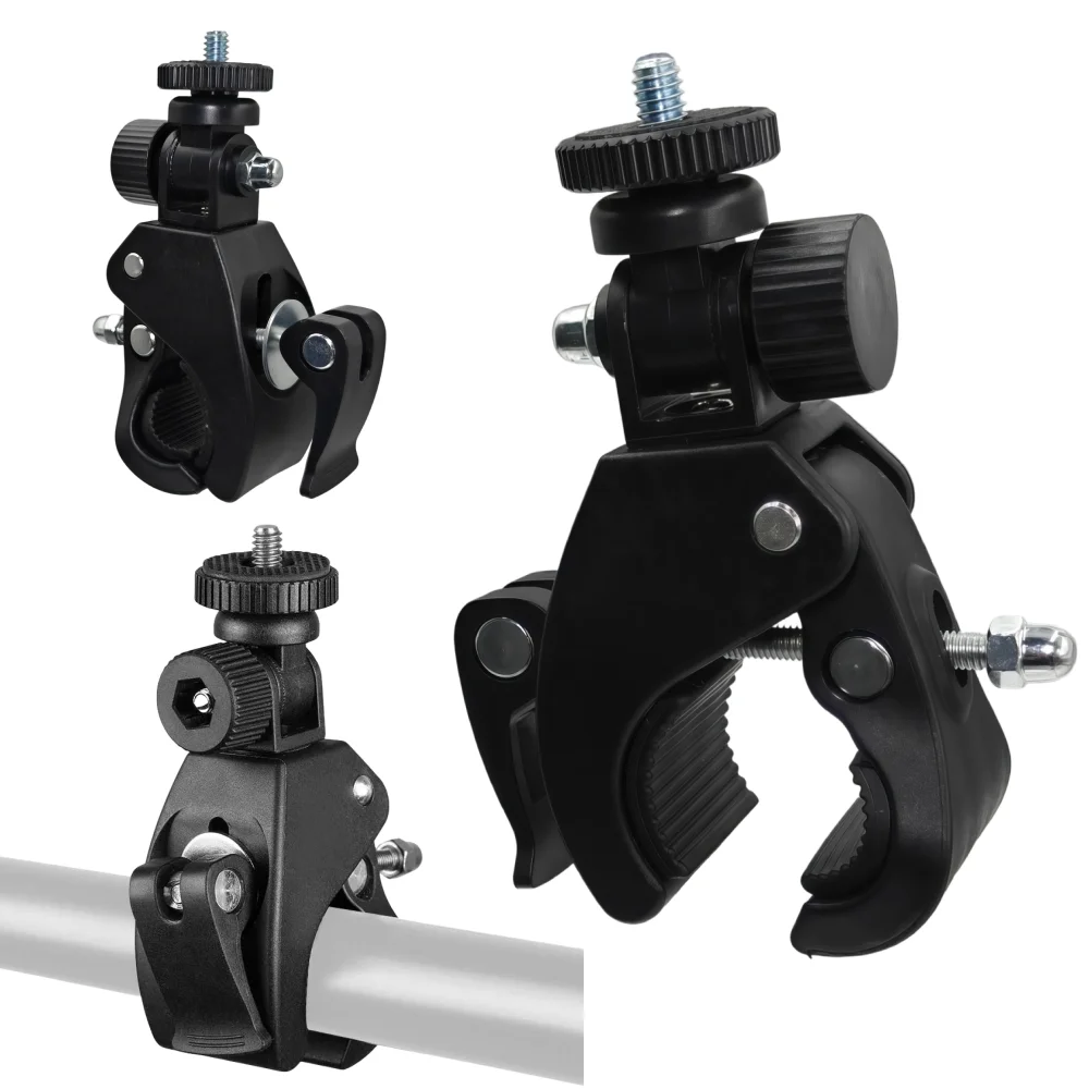 Bicycle Clamp 360 Degree Rotating 1/4 Camera DV Bike Handlebar Bracket Tripod Mount Screw Clip For GoPro Hero 13 12 11 Universal