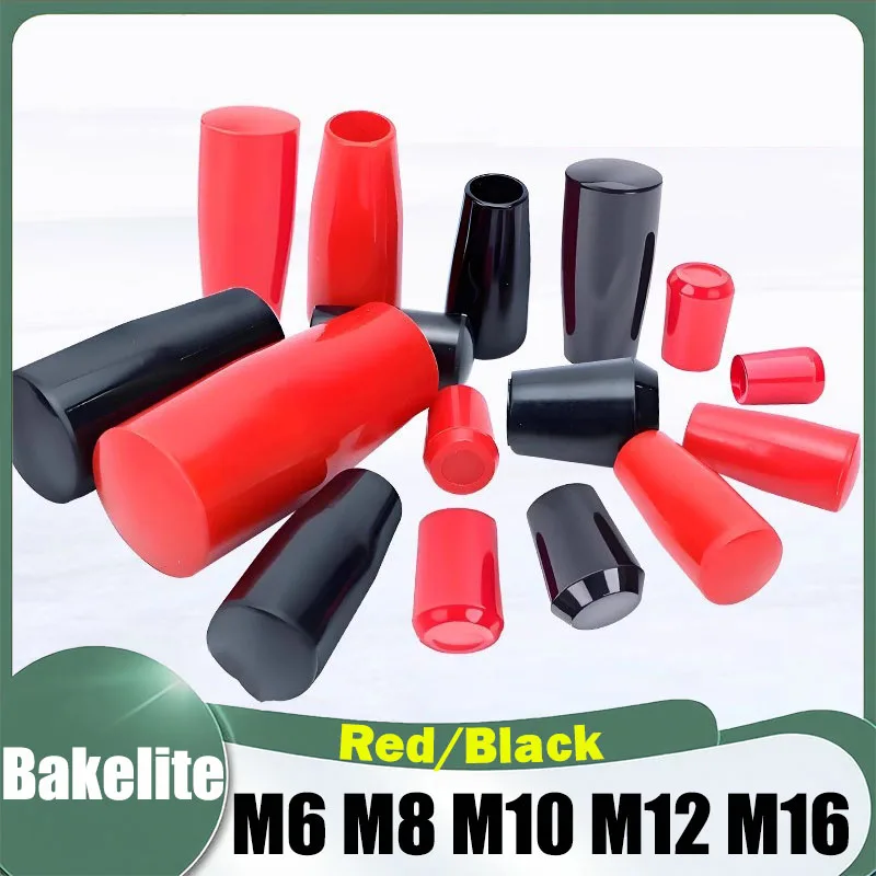 2/5/20Pcs M6/M8/M10/M12/M16 Long Sleeve Knob Thread Machine Tool Replacement Bakelite Hand Sleeve Lever Knob Red/Black