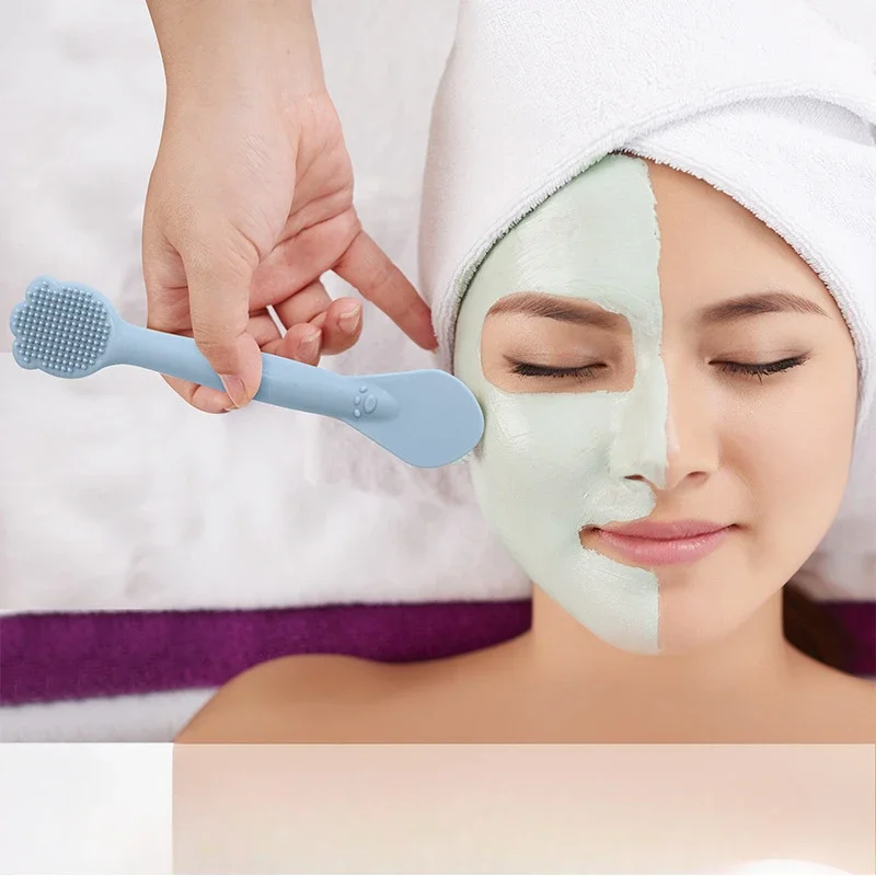 Maschera per il viso in gel di silice Maschera per lo scrub Raschiare Applicare l'abbellimento Detergente per il viso Strumento integrato Design a doppia testa Morbido sulla pelle