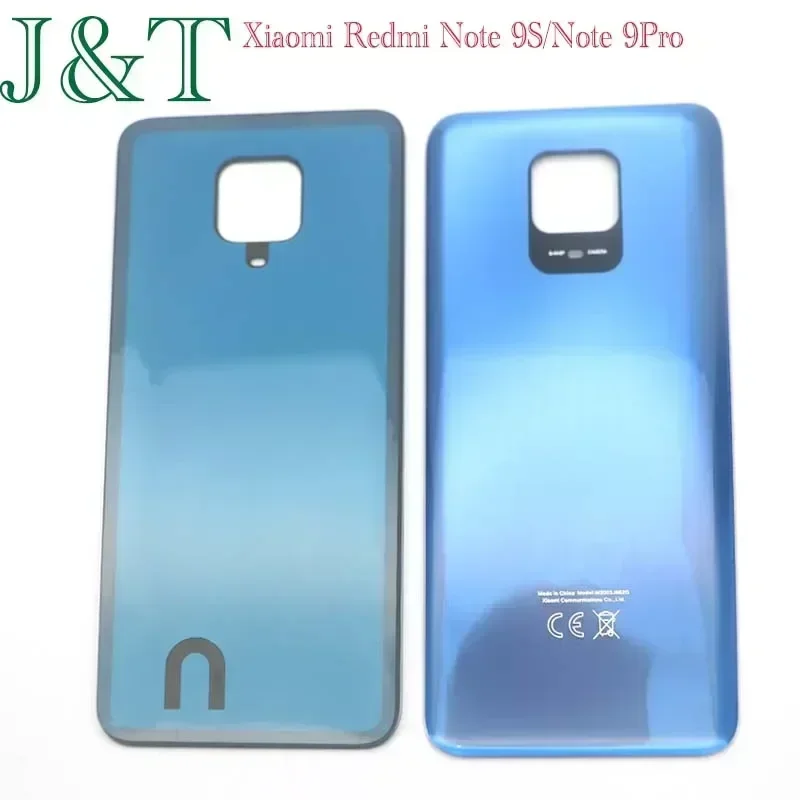 Novo para xiaomi redmi note 9s/nota 9 pro 64mp bateria capa traseira note9s porta traseira 3d painel de vidro habitação caso adesivo substituir