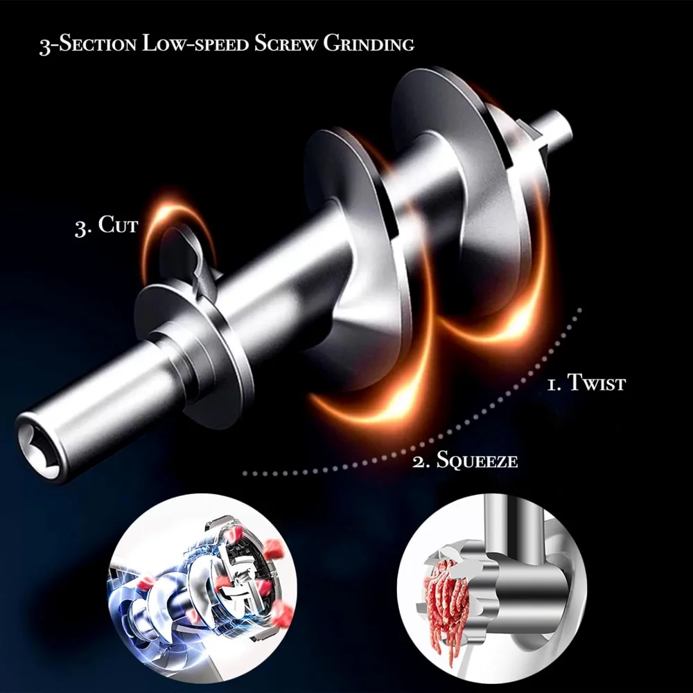 Picadora de carne de acero inoxidable ETL, embutidor de salchichas, hoja y placas de acero inoxidable y 1 salchicha, 1HP, 800W de potencia máxima