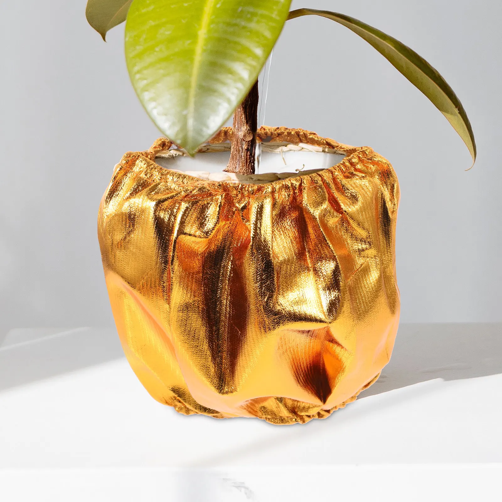 2Pcs Gold Fabric Flower Pot Cover Bag Festive Decorative Planter Sleeve for  Home Office Store Wedding Party Holiday Reusable - AliExpress 15