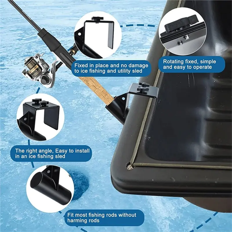 【가격 인하!】얼음낚시대 홀더 조절 가능 헤비 듀티 핸즈프리 슬레드 휴대용 낚시대 지지대