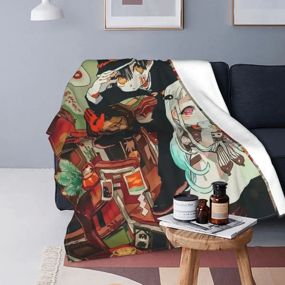 Jibaku Shounen Hanako Kun Blankets Yashiro Nene Anime Flannel Vintage Warm Throw Blankets for Home Spring Autumn