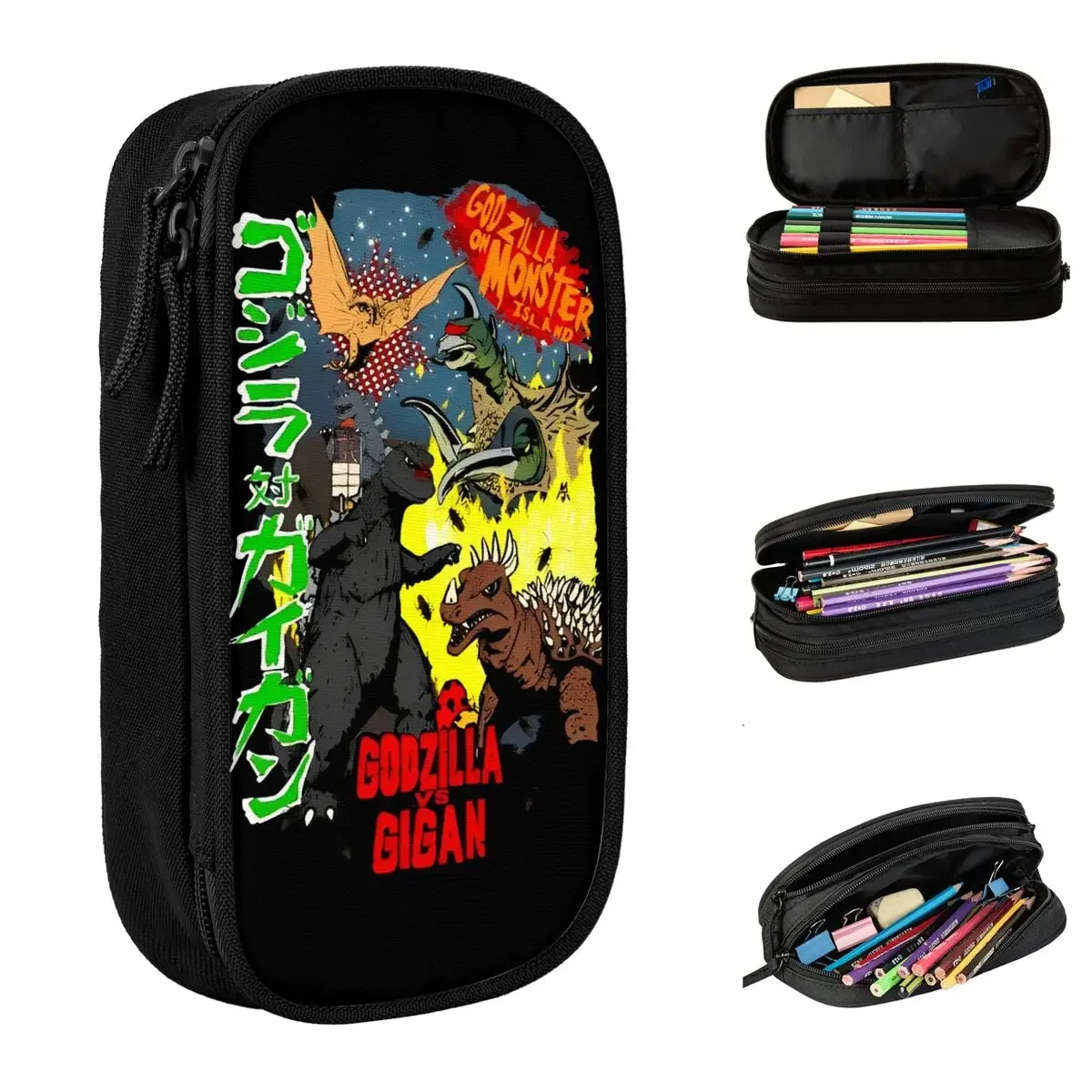 

Japanese Godzillaed Pencil Case New Pen Holder Bag Student Large Storage Students School Zipper Pencil Pouch