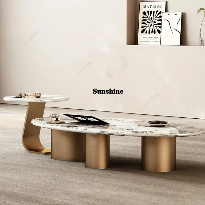 TS  Multicolor Natural Stone Coffee Table, Modern French Luxury Art Design, Heat & Scratch Resistant, Master Designer, Customiza