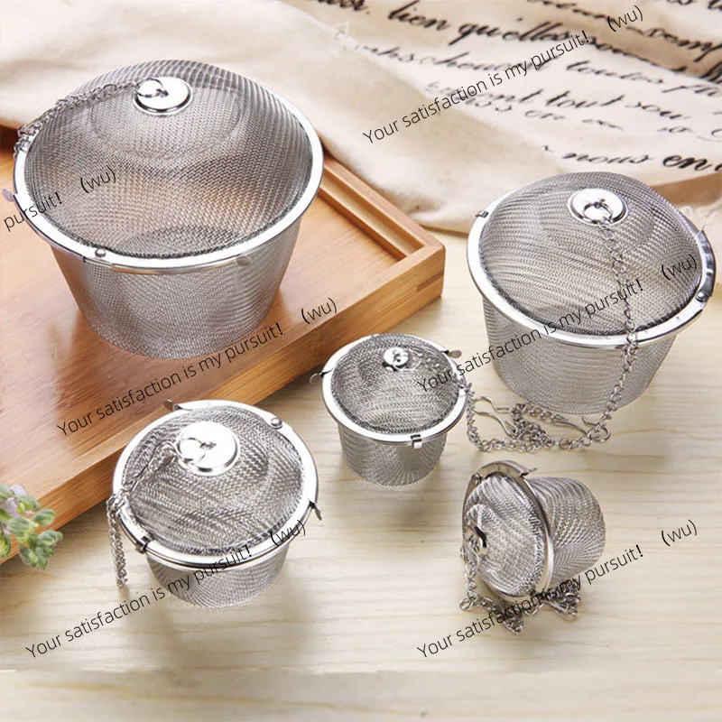 

Травяной шарик, ситечко для чая и специй, прочный серебряный многоразовый чайник из нержавеющей сетки, фиксирующий чайный фильтр, заварочный фильтр для специй, кухня, 5 размеров