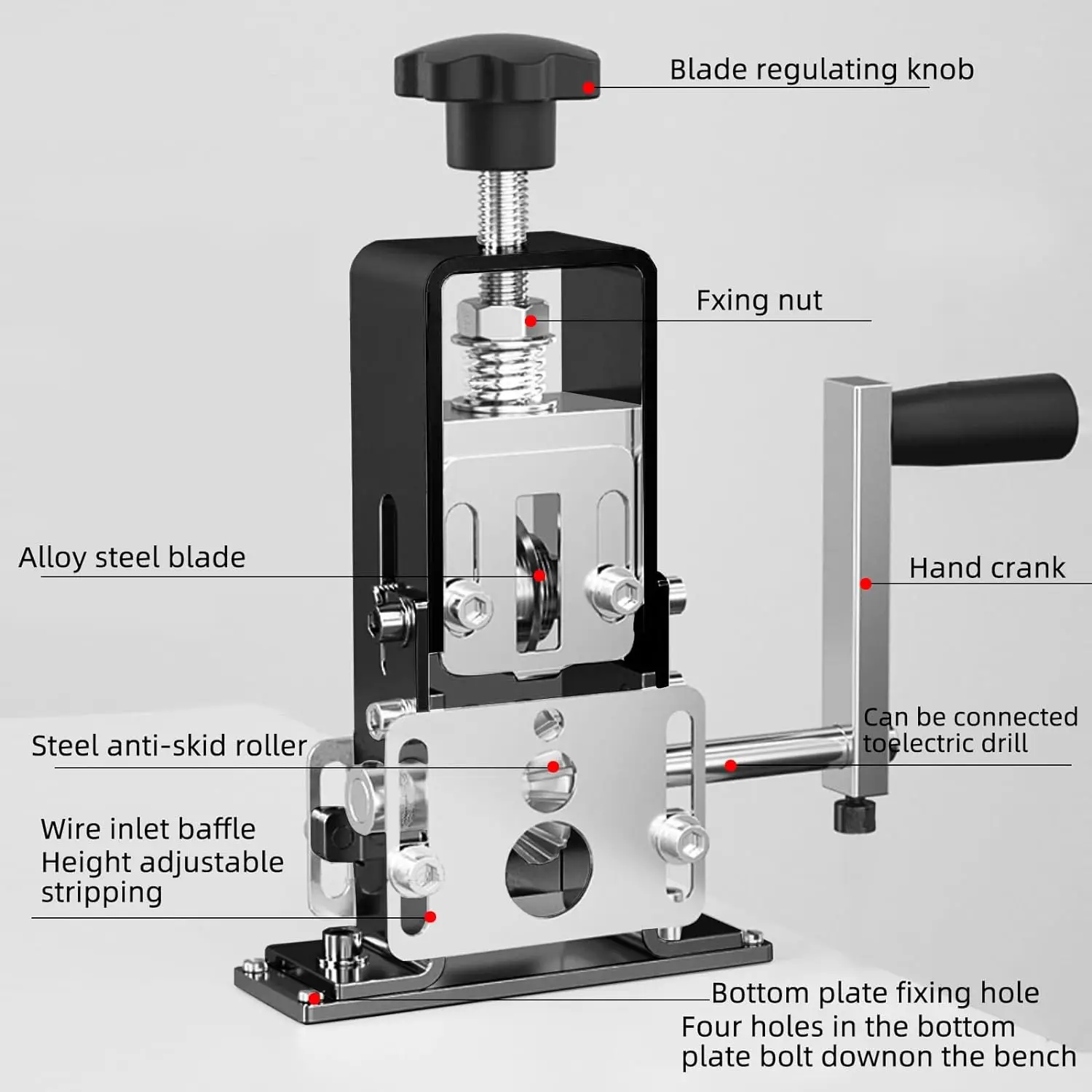 Portable Wire Stripper Manual Wire Stripping Tool 1-25mm Cable Electric Peeling Machine with Hand Crank Hand Electric Drill