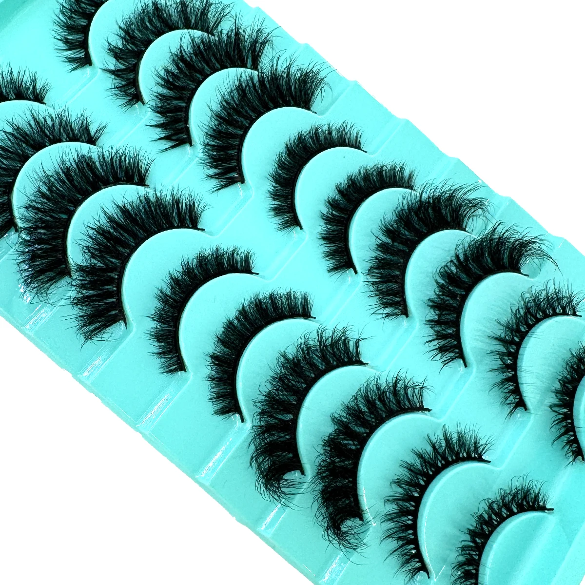 Hbzgtlad 10 pares mix cílios de olho de gato fofo falso vison cílios 8d pacote de cílios finos dramático longo volume grosso maquiagem cílios postiços