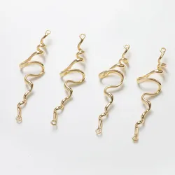 4PCS The Strip Is Irregular Pendant Connectors Charms for Jewelry Making Diy Earrings Supplies Brass 14k Gold Plated 13*46mm