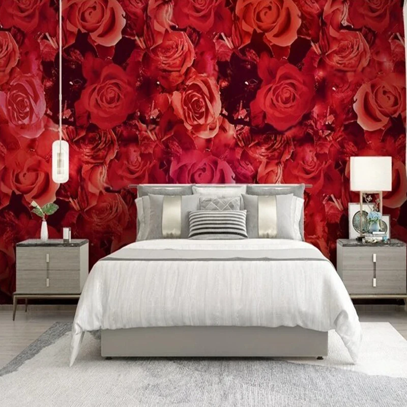 

Original full-width picture of red roses for TV bedroom home decoration background mural