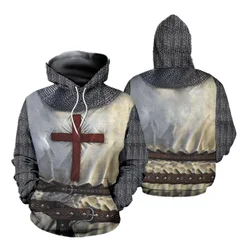 Knights Templar Armor felpe con cappuccio giacca crociato Cross medievale Sweathsirt Pullover Full Printed 3D felpa con cappuccio da uomo tuta Carnival