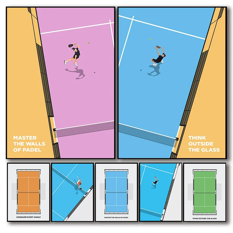Affiche minimaliste de terrain de Padel de Tennis, citations de motivation, imprimés, conquérir chaque Angle, peinture sur toile, image murale, décor de salle de maison