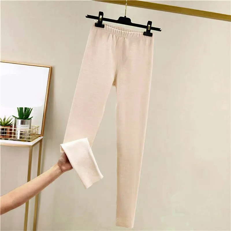 Calças femininas de veludo quente, leggings elásticas na cintura, calças de pelúcia justas, ajustadas para outono e inverno