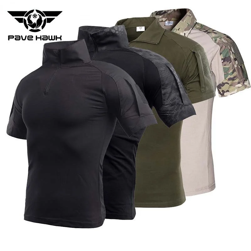 

Mens Military Camo Shirts Outdoor Tactical Combat Half Sleeve Upper Outer Garment Hiking T Shirt Breathe Freely Workout Clothing